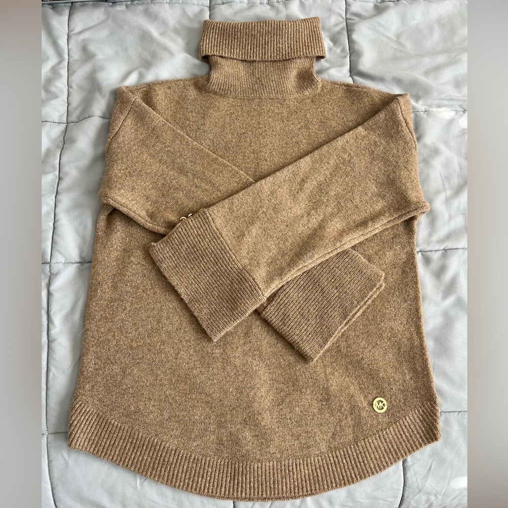 Michael Kors Wool and Alpaca Turtleneck with Gold Accessories
